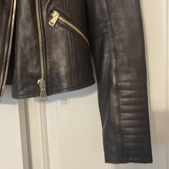 River Island US 6 UK 10 Brown Leather Jacket - Picture 4 of 11